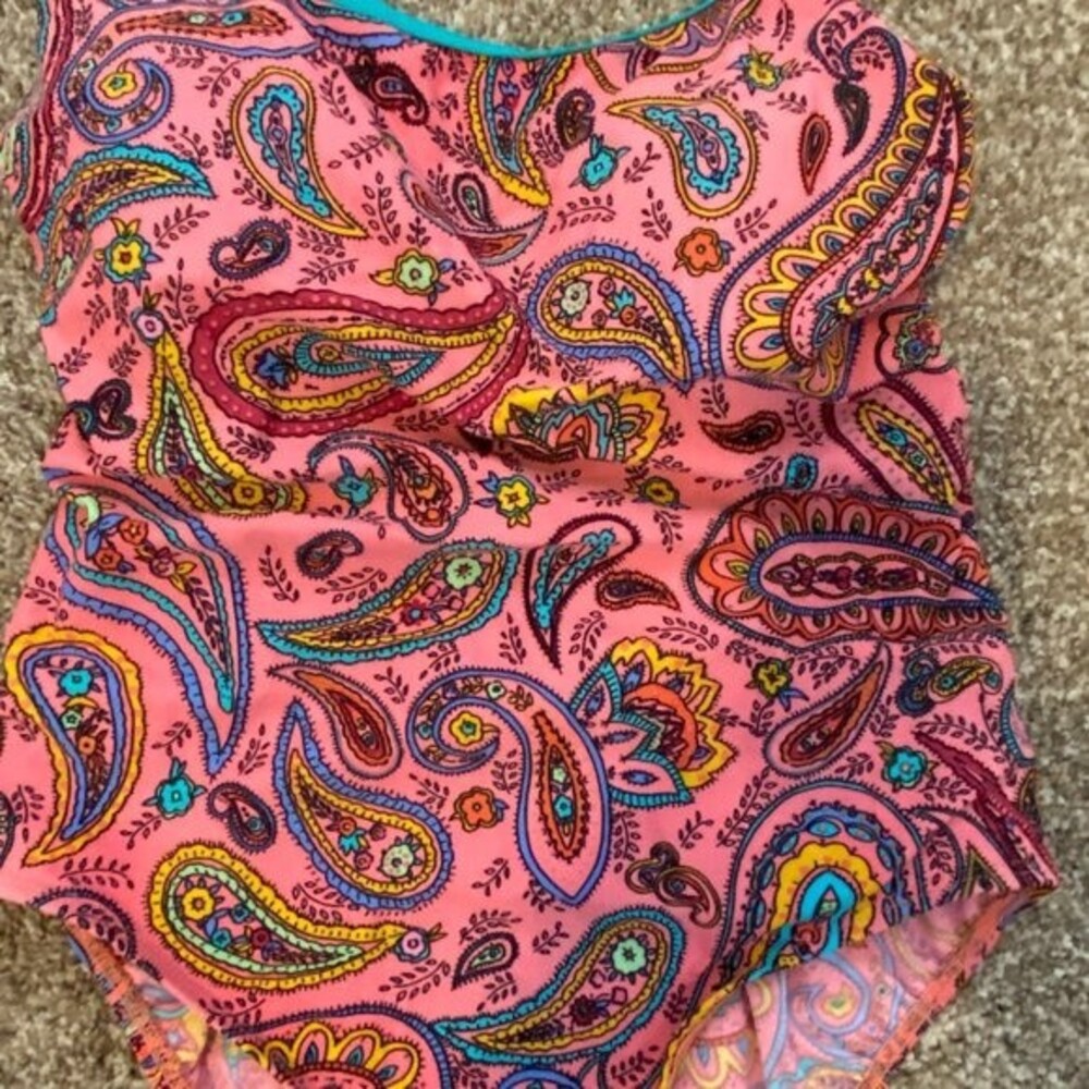 Shore Shapes One Piece Paisley Womens Swimsuit Size 34/W - Picture 2 of 5